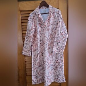 Garnet Hill Floral Flannel Nightgown- Pink and Blue